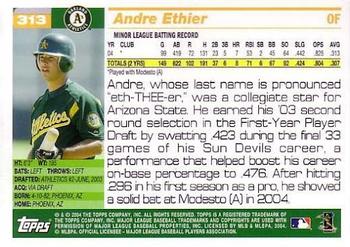 2005 Topps #313 Andre Ethier Back