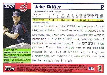 2005 Topps #322 Jake Dittler Back