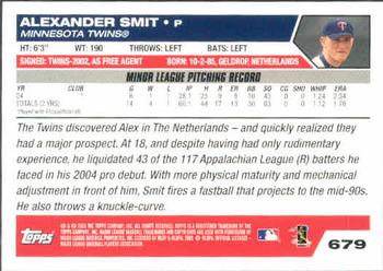2005 Topps #679 Alexander Smit Back