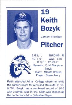 1994 Chillicothe Paints #4 Keith Bozyk Back