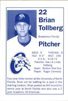 1994 Chillicothe Paints #20 Brian Tollberg Back