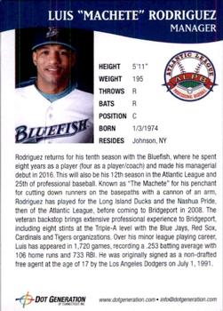 2017 Bridgeport Bluefish #28 Luis Rodriguez Back