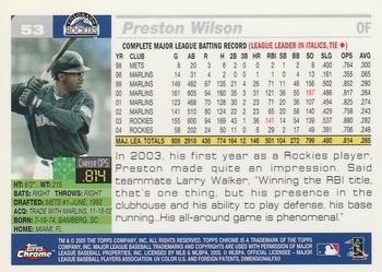 2005 Topps Chrome #53 Preston Wilson Back