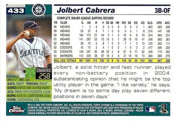 2005 Topps Chrome #433 Jolbert Cabrera Back