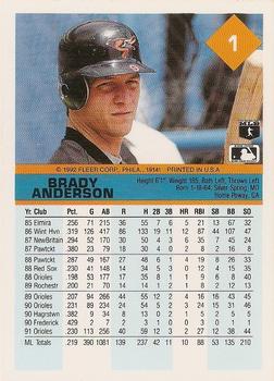 1992 Fleer #1 Brady Anderson Back