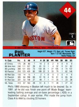 1992 Fleer #44 Phil Plantier Back