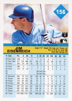 1992 Fleer #156 Jim Eisenreich Back