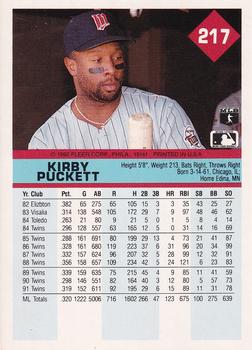 1992 Fleer #217 Kirby Puckett Back