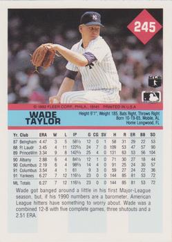 1992 Fleer #245 Wade Taylor Back