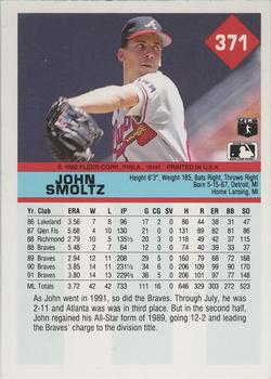 1992 Fleer #371 John Smoltz Back