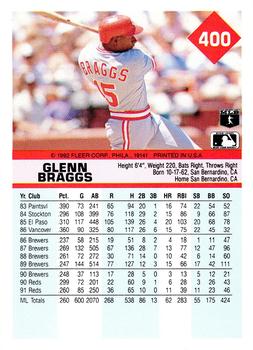 1992 Fleer #400 Glenn Braggs Back