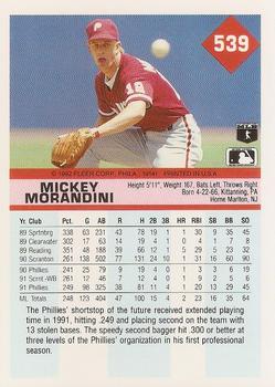 1992 Fleer #539 Mickey Morandini Back