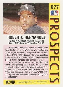 1992 Fleer #677 Roberto Hernandez Back