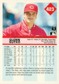 1992 Fleer #423 Glenn Sutko Back