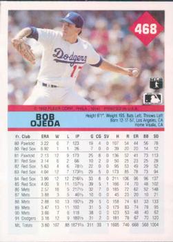 1992 Fleer #468 Bob Ojeda Back