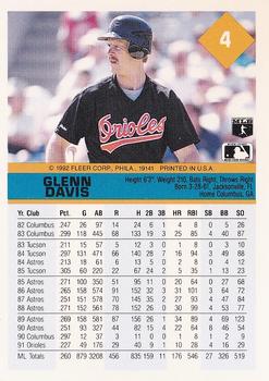 1992 Fleer #4 Glenn Davis Back