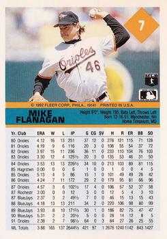 1992 Fleer #7 Mike Flanagan Back