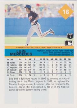 1992 Fleer #16 Luis Mercedes Back