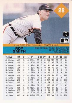 1992 Fleer #28 Roy Smith Back