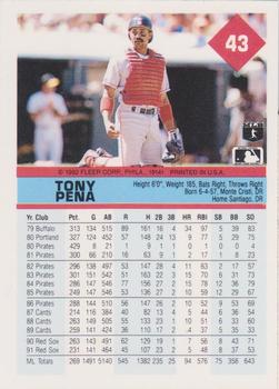 1992 Fleer #43 Tony Pena Back