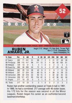 1992 Fleer #52 Ruben Amaro, Jr. Back