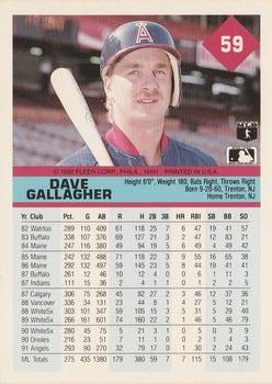 1992 Fleer #59 Dave Gallagher Back