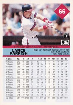 1992 Fleer #66 Lance Parrish Back