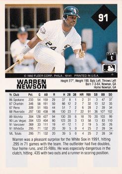 1992 Fleer #91 Warren Newson Back