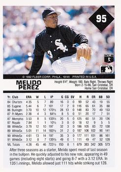 1992 Fleer #95 Melido Perez Back
