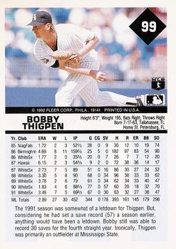 1992 Fleer #99 Bobby Thigpen Back