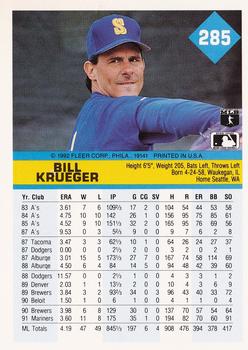 1992 Fleer #285 Bill Krueger Back