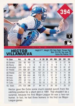 1992 Fleer #394 Hector Villanueva Back