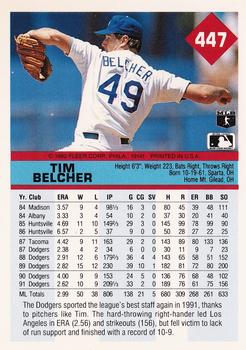 1992 Fleer #447 Tim Belcher Back