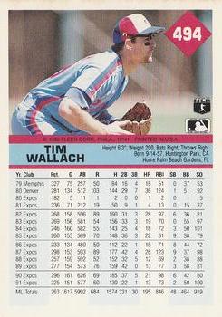 1992 Fleer #494 Tim Wallach Back