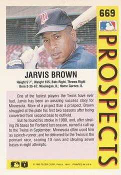1992 Fleer #669 Jarvis Brown Back