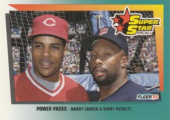 1992 Fleer #704 Power Packs (Barry Larkin / Kirby Puckett) Front