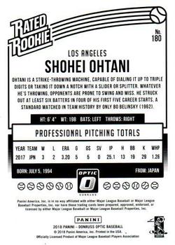 2018 Panini Chronicles - Optic Rated Rookies #180 Shohei Ohtani Back