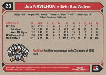 2018 Grandstand Erie SeaWolves #NNO Joe Navilhon Back