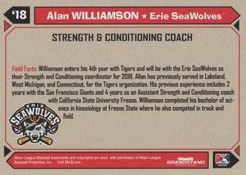2018 Grandstand Erie SeaWolves #NNO Allan Williamson Back