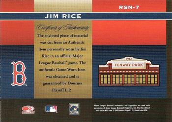 2005 Donruss Greats - Sox Nation Material #RSN-7 Jim Rice Back