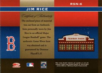2005 Donruss Greats - Sox Nation Signature Material #RSN-6 Jim Rice Back