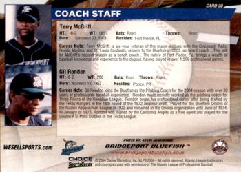 2004 Choice Bridgeport Bluefish #30 Terry McGriff / Gil Rondon Back