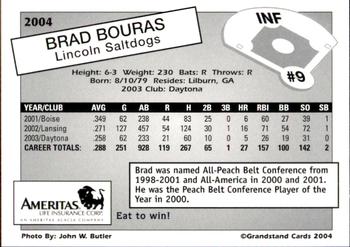 2004 Grandstand Lincoln Saltdogs #3 Brad Bouras Back