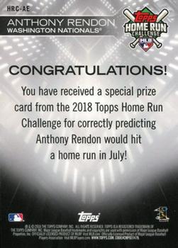 2018 Topps - Home Run Challenge Winners July (Red) #HRC-AE Anthony Rendon Back