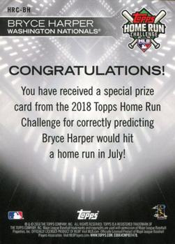 2018 Topps - Home Run Challenge Winners July (Red) #HRC-BH Bryce Harper Back