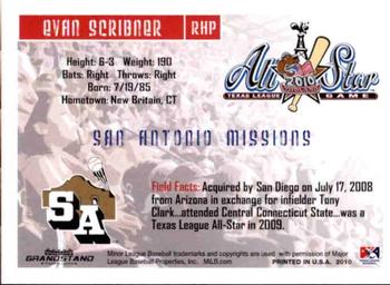 2010 Grandstand Texas League All-Stars South Division #22 Evan Scribner Back