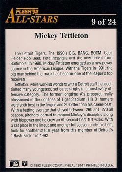 1992 Fleer - All-Stars #9 Mickey Tettleton Back
