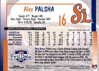 2017 Grandstand St. Lucie Mets #NNO Alex Palsha Back