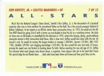 1993 Fleer - All-Stars (Series Two American League) #7 Ken Griffey, Jr. Back