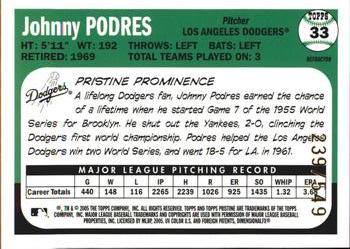2005 Topps Pristine Legends #33 Johnny Podres Back